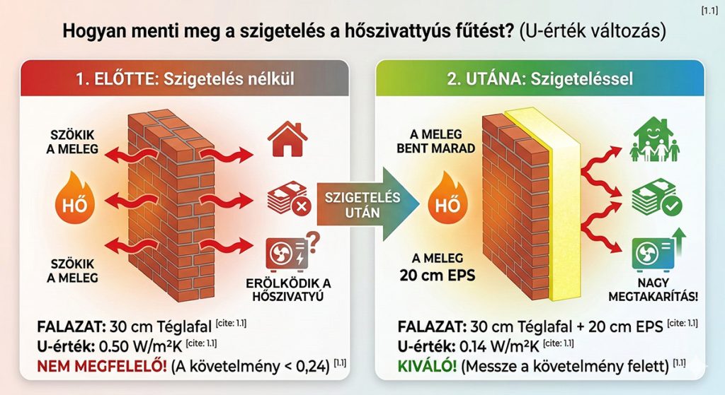 A hőátbocsátási tényező (U-érték) minél alacsonyabb, annál jobb a szigetelés