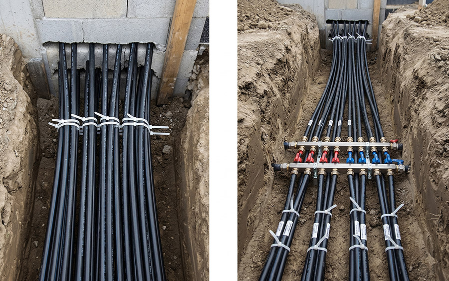 Kollektor csövek fektetése, és aknába szerelése