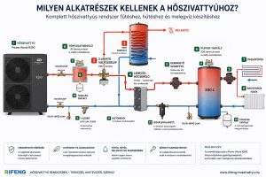 Power World R290 hőszivattyú rendszerrajz hőcserélővel, HMV tartállyal és 300 literes puffertartállyal
