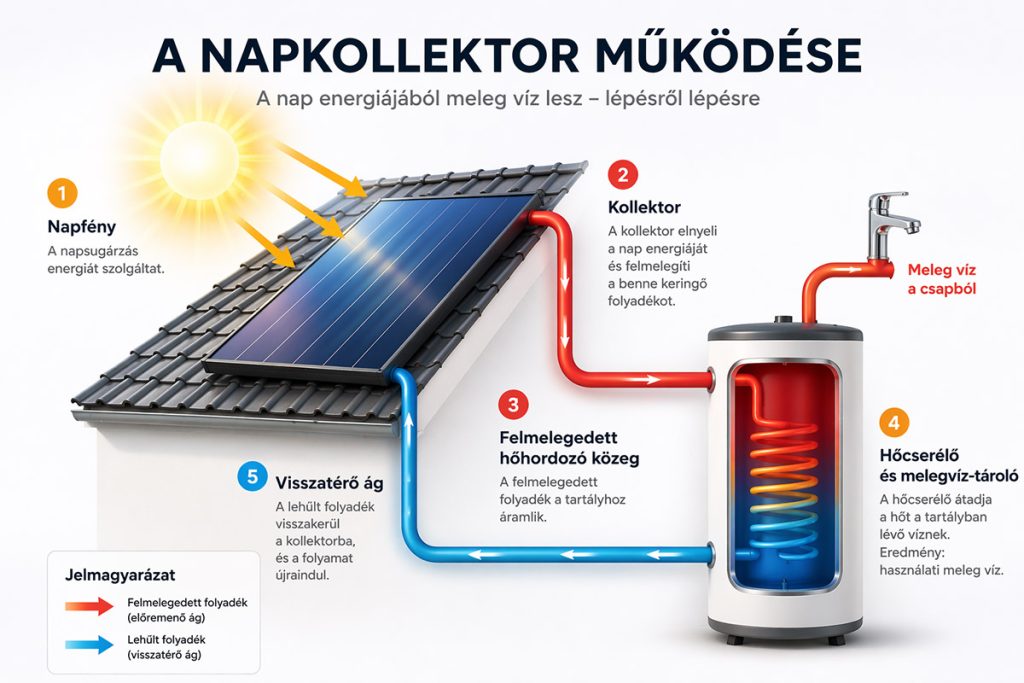 Így működik a napkollektor. A melegvíz készítés folyamata