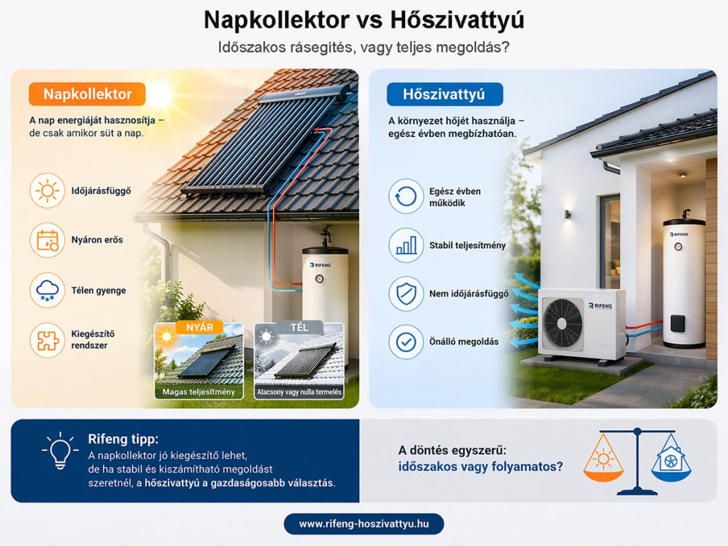 Napkollektor, vagy hőszivattyú? Nem ugyan arra a feladatra használjuk