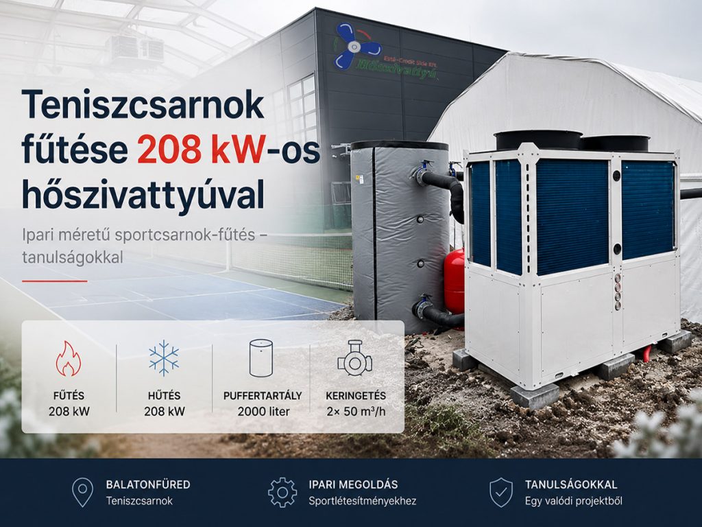 Teniszcsarnok fűtése-hűtése ipari teljesítményű hőszivattyúval