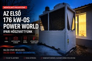 176 kW-os Power World PW600 ipari hőszivattyú mezőgazdasági csarnok fűtéséhez Kányán