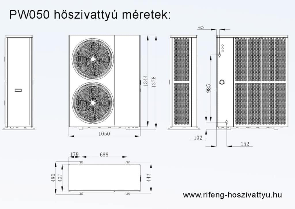 Power World hőszivattyú Edelényben méretek