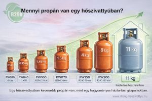 R290 hőszivattyúk propán mennyisége összehasonlítva háztartási gázpalackkal