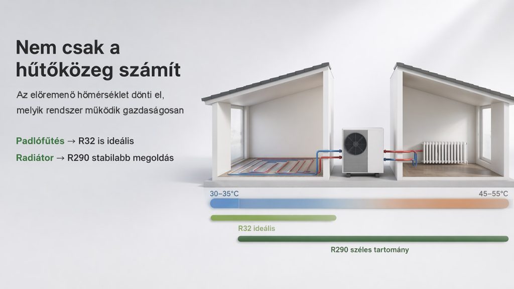 Nem a hűtőközeg, hanem a fűtésrendszer dönti el...