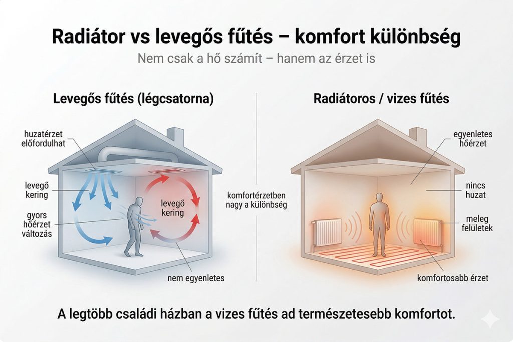 Komfort érzet különbség. Erősebb vagy gyengébb légmozgás.