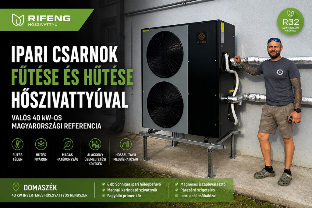 Ipari csarnok fűtése, hűtése, 40 kW Domaszék