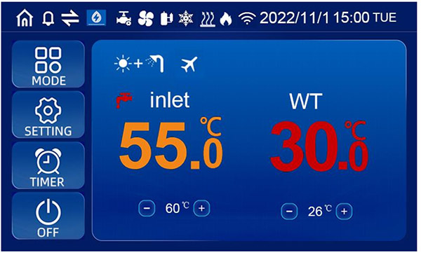 PW-R290 hőszivattyú kezelő panel