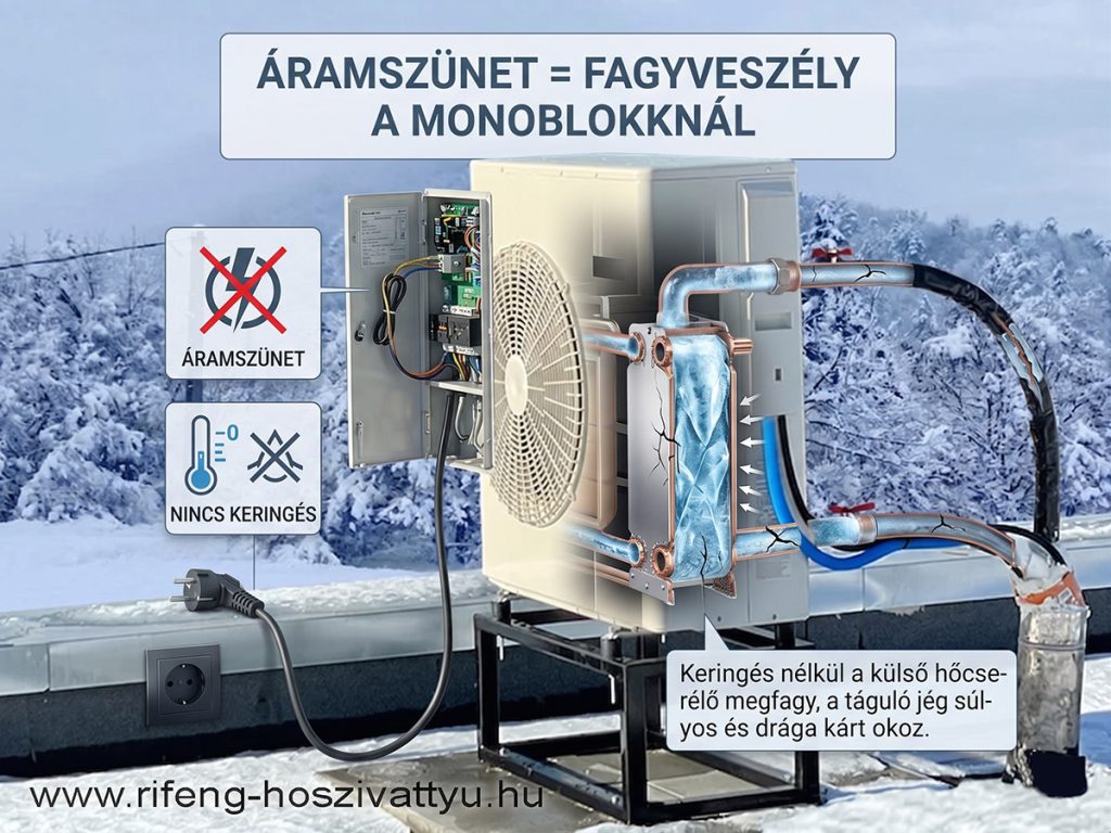 Amit nincs télen áramszünet, a hőszivattyú automatikája megvédi a gépet.