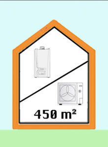 450 m2-es lakóház fűtése hibrid rendszerben