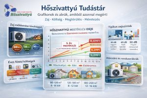 Hőszivattyú grafikonok, ábrák, költség, zaj, méretezés, tudástár.