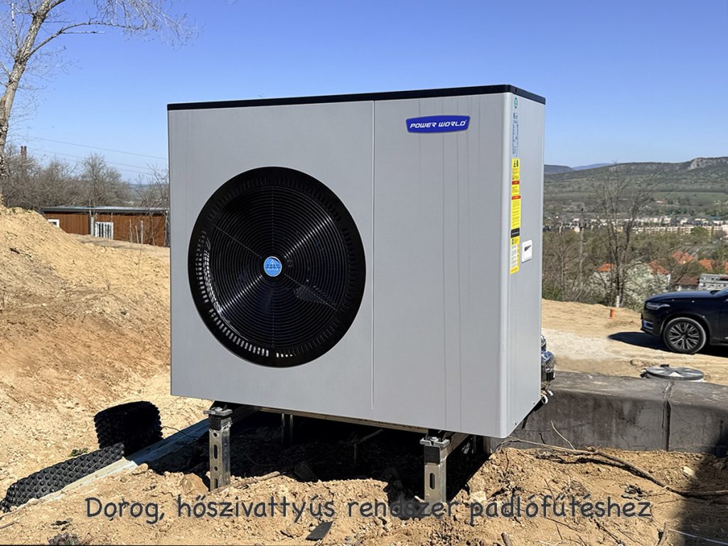 Levegő-víz hőszivattyú telepítés Dorogon – Power World PW040 13 kW kültéri egység