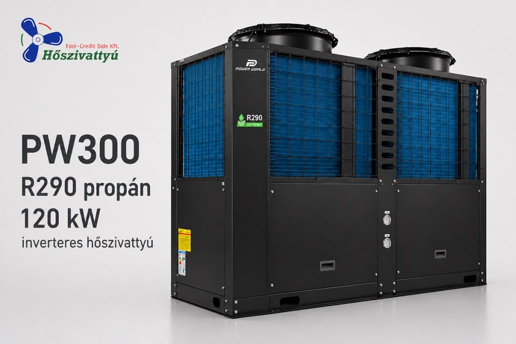 Power World ipari PW300 120 kW inverteres R290 propán hőszivattyú