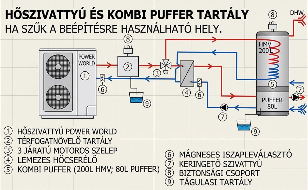Hőszivattyús rendszer beépítése minimális hely esetén