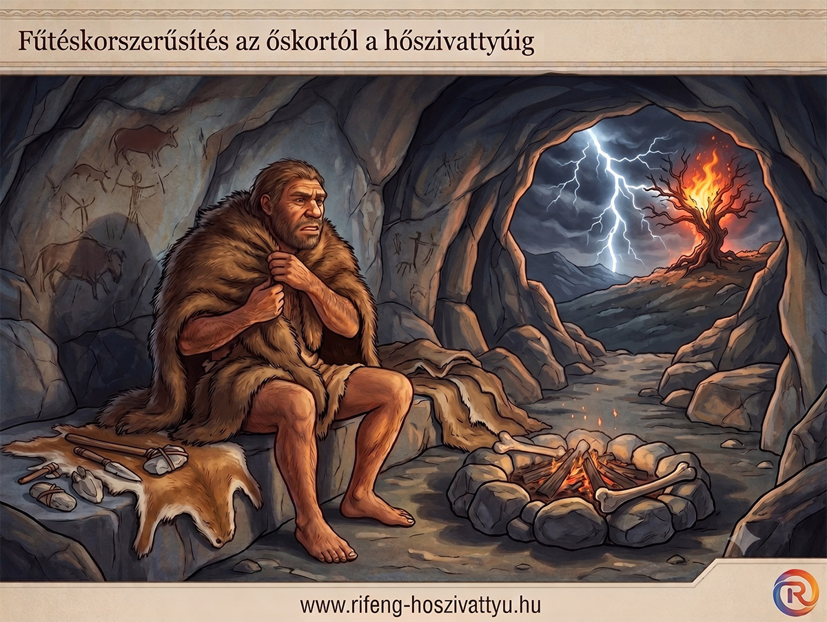 Ősember a barlangban tűz mellett – az őskori fűtés kezdete és a fűtéskorszerűsítés története