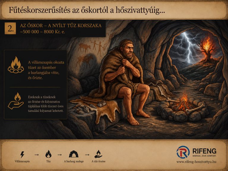 Ősember a barlangban tűz mellett – az őskori fűtés kezdete és a fűtéskorszerűsítés története