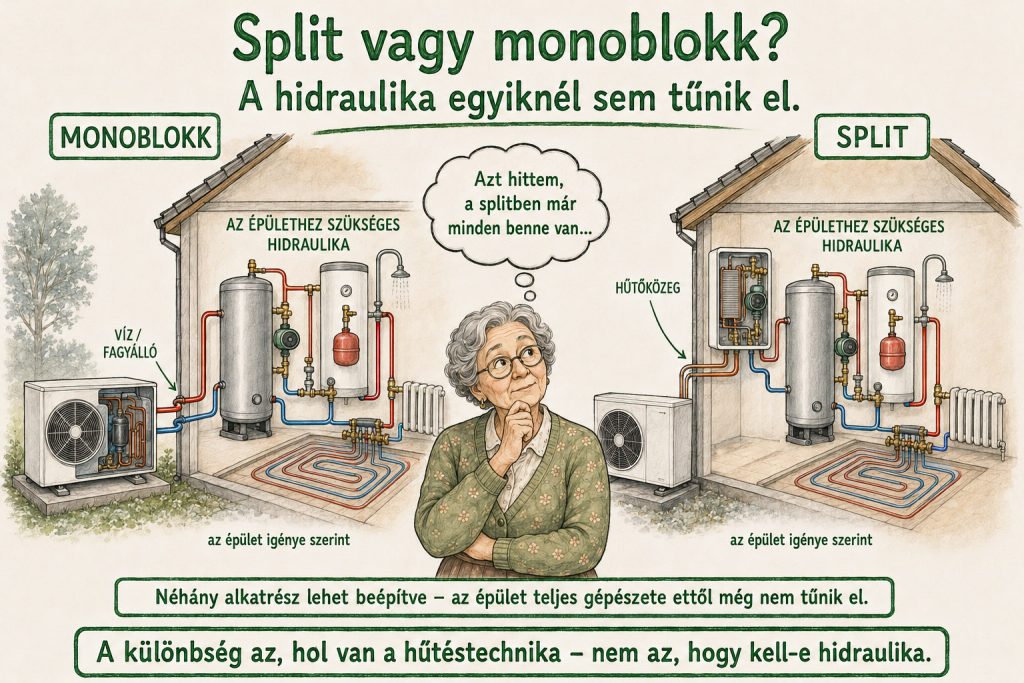 Monoblokk vagy split? A teljes hűtéstechnika egyetlen kültéri gépben található, vagy kültéri és beltéri egységre van szétosztva.